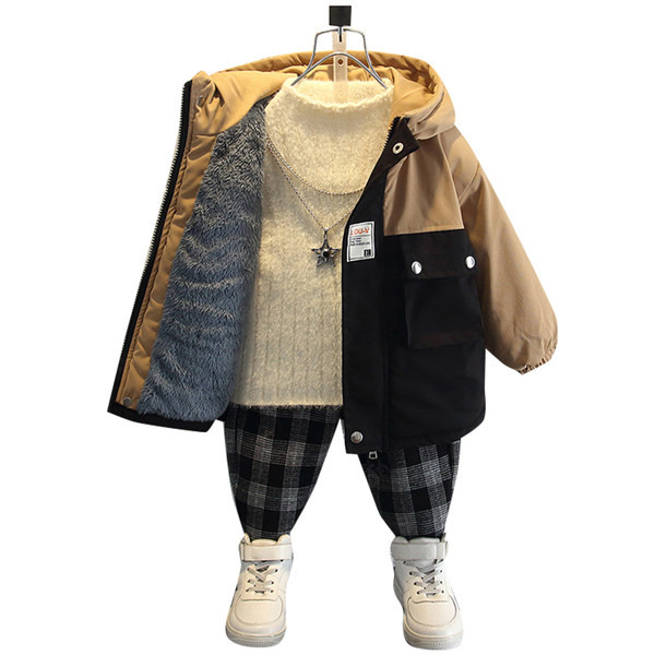 Gyermek téli kabát fiúknak kapucnival - két színben