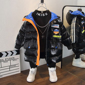 Fényes hatású meleg téli kabát fiúknak