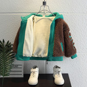 Tõmbluku ja kapuutsiga laste talvejope - kahte värvi