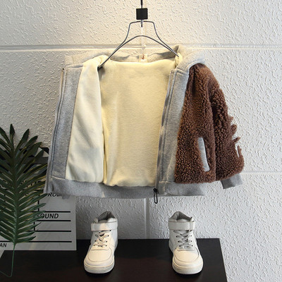 Tõmbluku ja kapuutsiga laste talvejope - kahte värvi