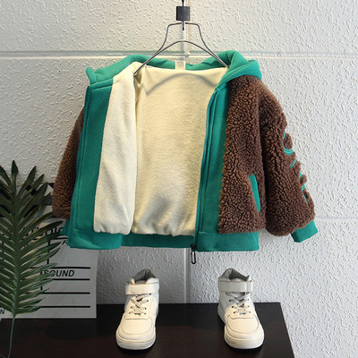 Tõmbluku ja kapuutsiga laste talvejope - kahte värvi