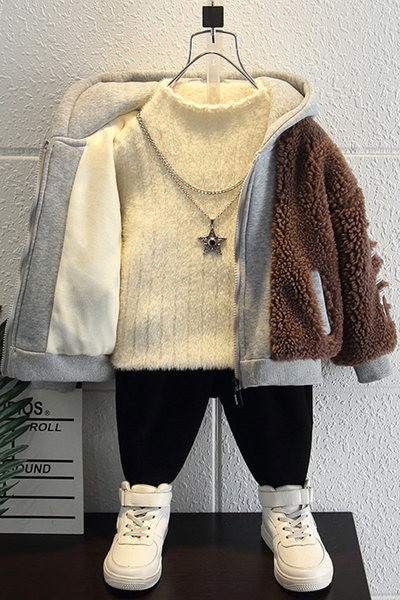 Tõmbluku ja kapuutsiga laste talvejope - kahte värvi