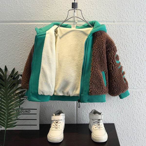 Tõmbluku ja kapuutsiga laste talvejope - kahte värvi