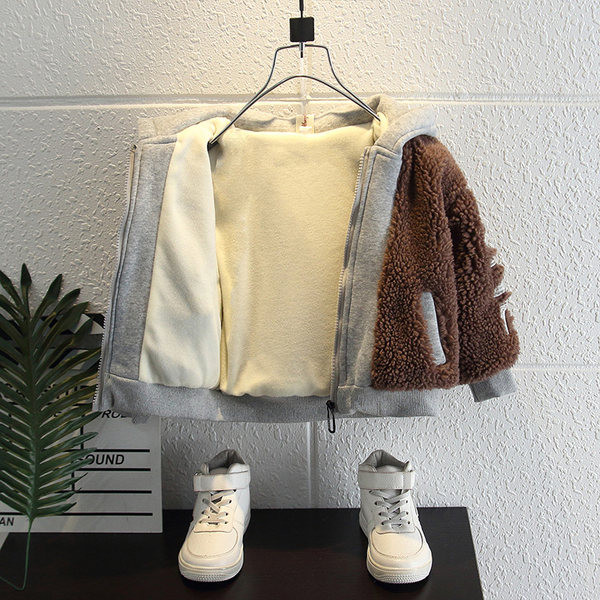 Tõmbluku ja kapuutsiga laste talvejope - kahte värvi