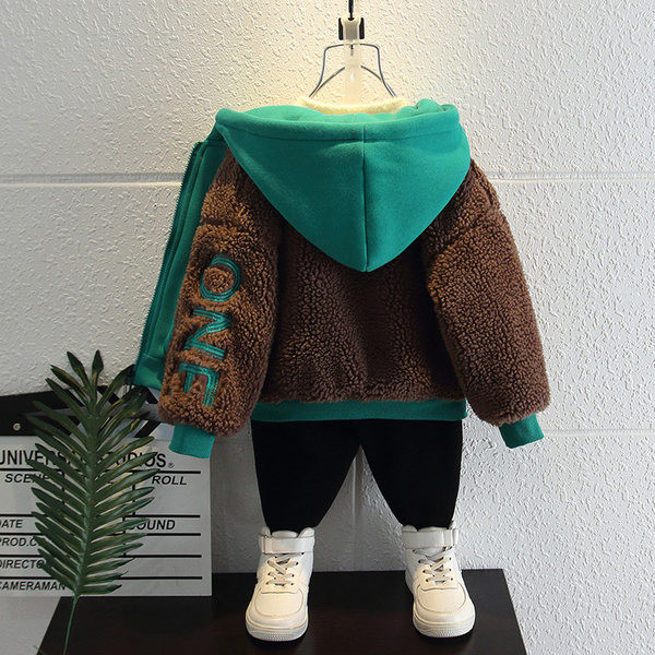 Tõmbluku ja kapuutsiga laste talvejope - kahte värvi