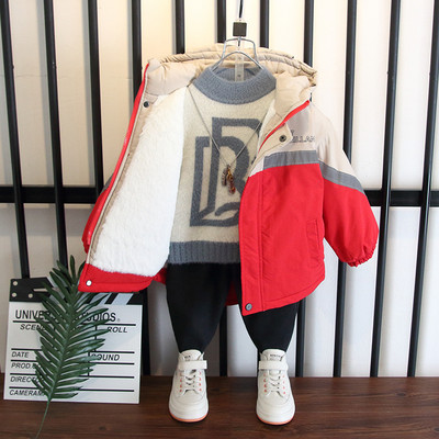 Gyerek téli kabát kapucnival és felirattal fiúknak