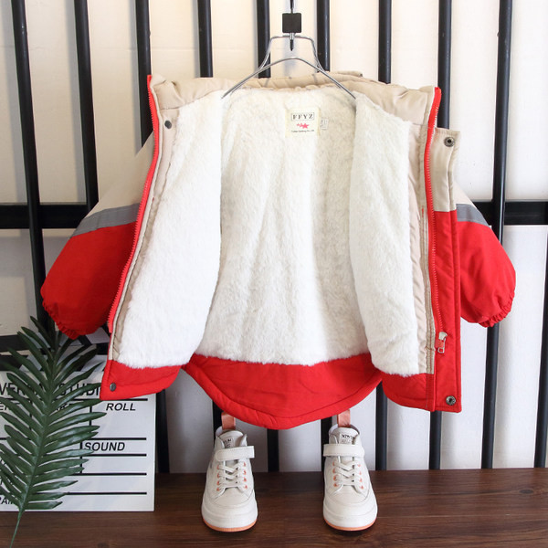 Gyerek téli kabát kapucnival és felirattal fiúknak