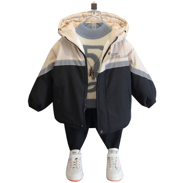 Gyerek téli kabát kapucnival és felirattal fiúknak