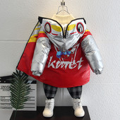 Boys plus bársony bélésű kabát 2021 új stílusú gyerek téli pamut párnázott ruhák szép baba vastag párnázott kabát dagály