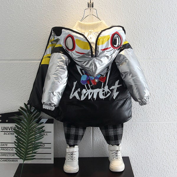 Boys plus bársony bélésű kabát 2021 új stílusú gyerek téli pamut párnázott ruhák szép baba vastag párnázott kabát dagály