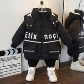 Moodne laste pikk jope kirja ja taskutega