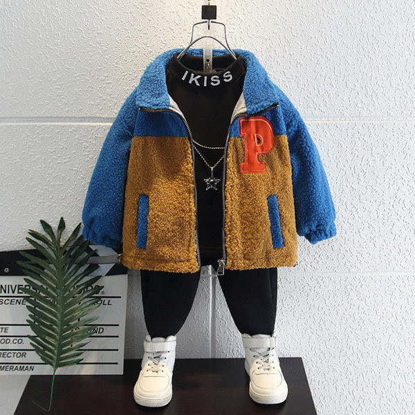 Őszi-téli gyerekdzseki fiúknak polo gallérral