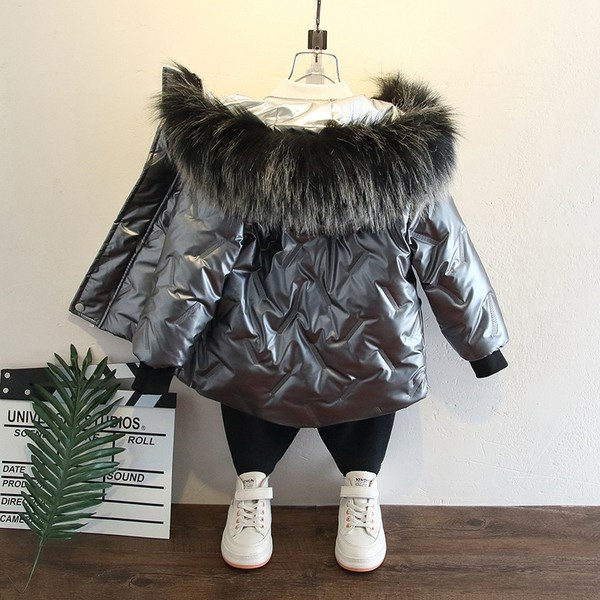 Dječja casual jakna s paperjem u sivoj i crnoj boji