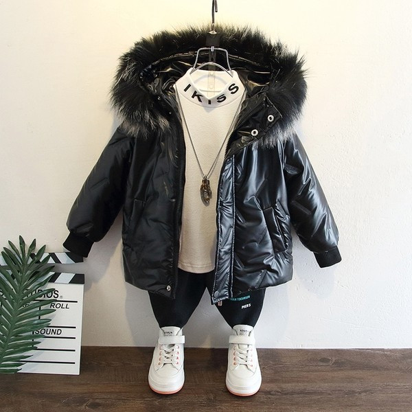 Dječja casual jakna s paperjem u sivoj i crnoj boji