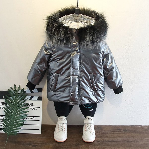 Dječja casual jakna s paperjem u sivoj i crnoj boji