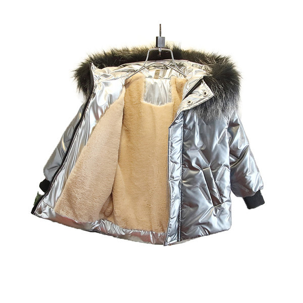 Dječja casual jakna s paperjem u sivoj i crnoj boji