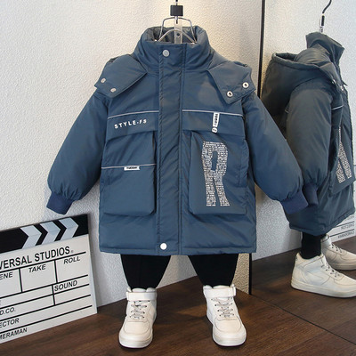 Taskute ja kapuutsiga laste vabaaja jope - must ja sinine