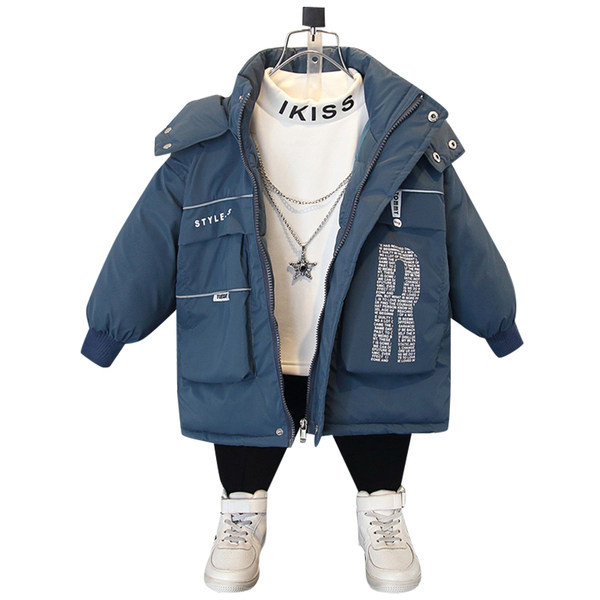 Taskute ja kapuutsiga laste vabaaja jope - must ja sinine