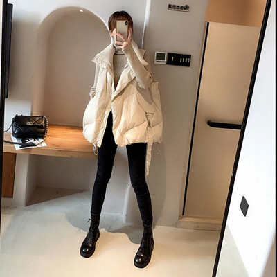 Φαρδύ καθημερινό γιλέκο με ψηλό γιακά και φερμουάρ