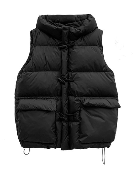 Široki model ženske vestice s kapuljačom - srednje dužine