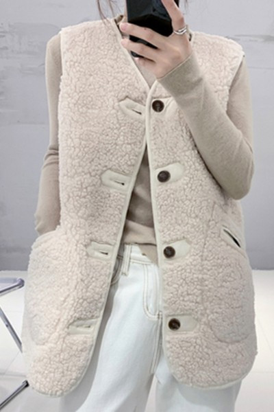 Női kétsoros mellény gombokkal és spitz nyakkivágással