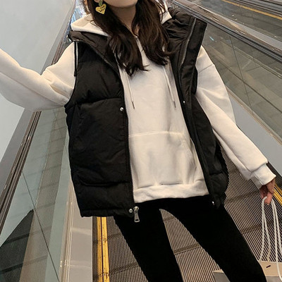 Φαρδύ γυναικείο γιλέκο με κουκούλα