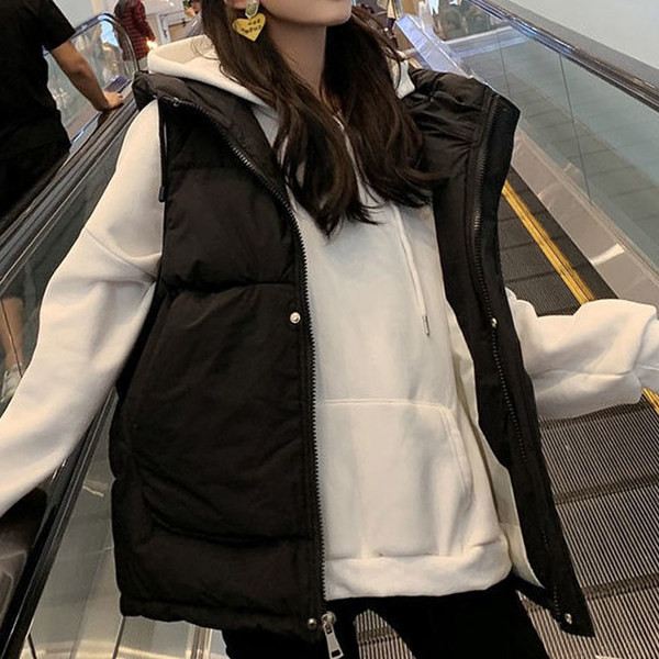 Φαρδύ γυναικείο γιλέκο με κουκούλα