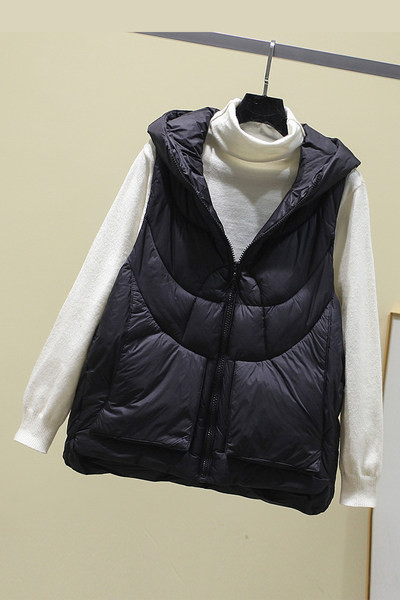 Női mellény kapucnival és cipzárral két színben