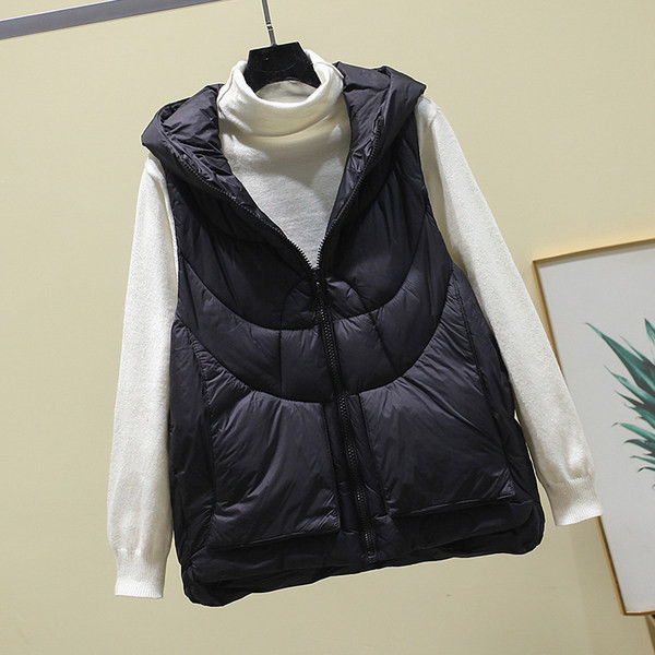 Női mellény kapucnival és cipzárral két színben