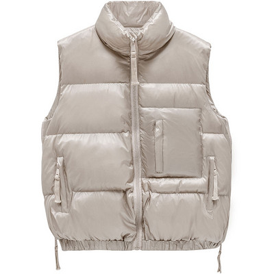 Φαρδύ γυναικείο γιλέκο με φερμουάρ και τσέπες