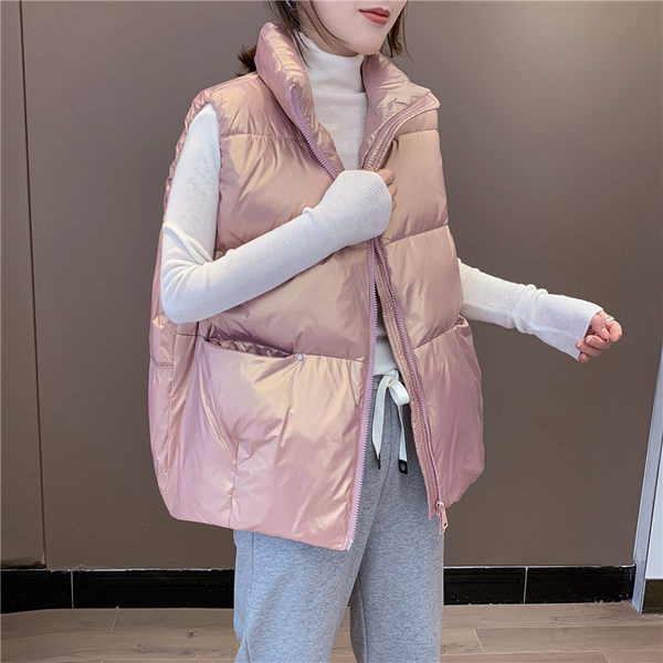 Széles őszi-téli mellény zsebekkel