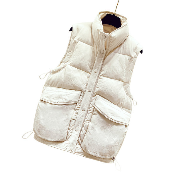 Casual γιλέκο με μεγάλες τσέπες σε λευκό και μαύρο χρώμα