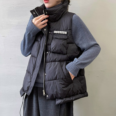 Ležerni prsluk s džepom i visokim ovratnikom