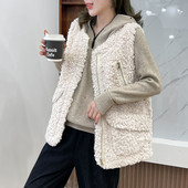 Modern női pehelymellény zsebekkel és spitz nyakkivágással