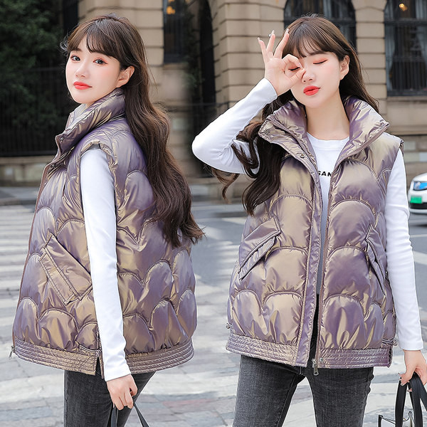 Χειμερινό γιλέκο με ψηλό γιακά και τσέπες