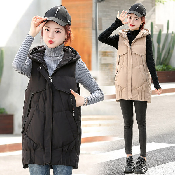 Naiste asümmeetriline kapuutsiga vest