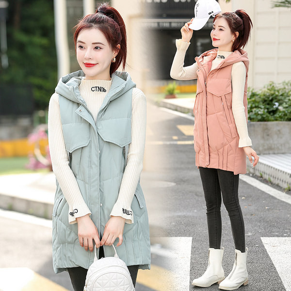 Naiste asümmeetriline kapuutsiga vest