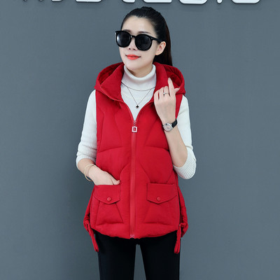 Ženski prsluk s kapuljačom i džepovima