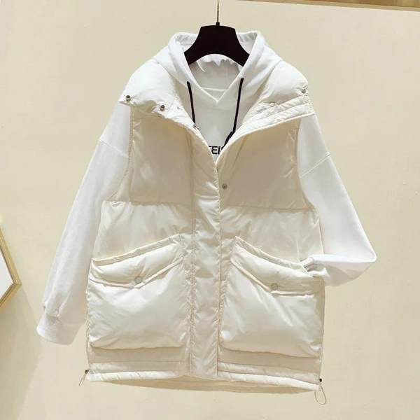 Γυναικείο χοντρό γιλέκο με μεγάλες τσέπες με κουμπιά