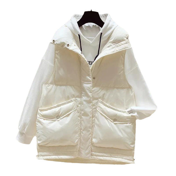 Γυναικείο χοντρό γιλέκο με μεγάλες τσέπες με κουμπιά