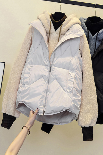 Γυναικείο γιλέκο με φερμουάρ και κουκούλα