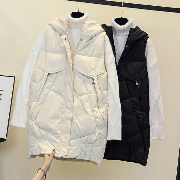 Naiste pikk kapuutsiga vest