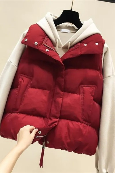 Sima modell női mellény cipzárral és gombokkal