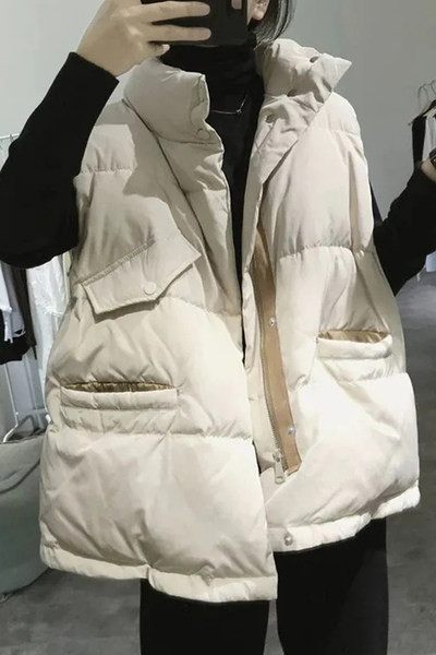 Széles modell téli mellény zsebekkel