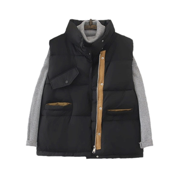 Széles modell téli mellény zsebekkel