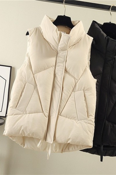 Casual γιλέκο με ψηλό γιακά και τσέπες - για γυναίκες