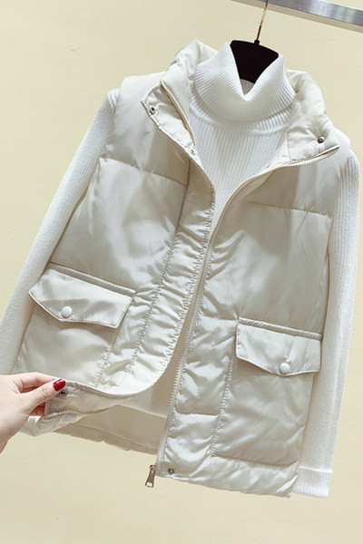 Νέο μοντέλο κοντό γιλέκο με ψηλό γιακά και φερμουάρ για γυναίκες