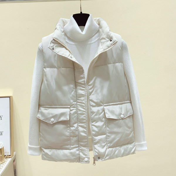 Νέο μοντέλο κοντό γιλέκο με ψηλό γιακά και φερμουάρ για γυναίκες