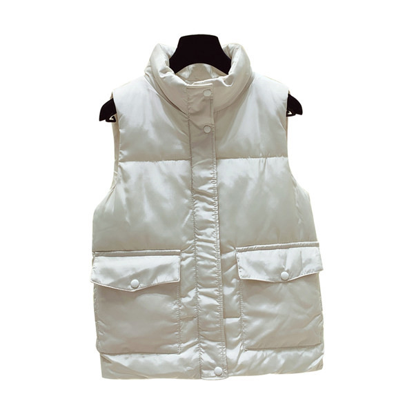 Νέο μοντέλο κοντό γιλέκο με ψηλό γιακά και φερμουάρ για γυναίκες