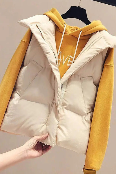 Női alkalmi mellény magas gallérral és cipzárral